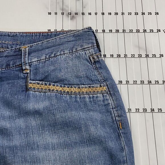 Eddie Bauer Wide Leg Jeans Womens 4 Blue Pants Flare Faded Denim Lightweight - Picture 7 of 8